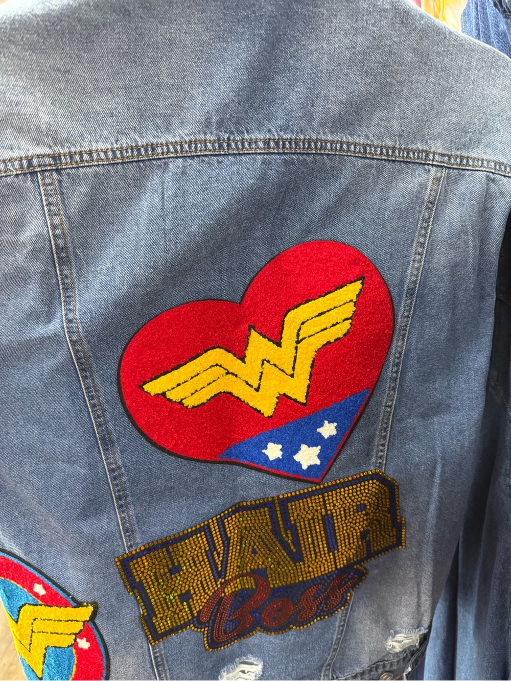 Denim STYLIST Jacket with Red & Blue Wonder Girl Patch - Picture 5 of 8